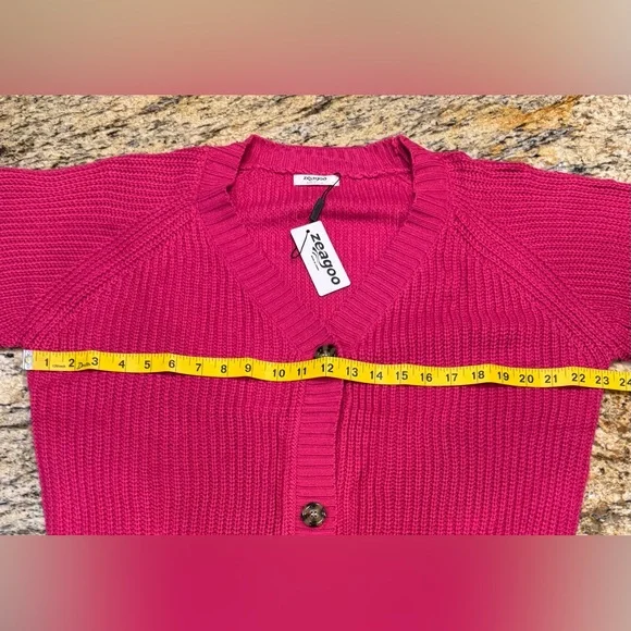 Zeagoo Chunky Knitted Cardigan Long Sleeve Women’s Size Small Raspberry NWT - Picture 8 of 9